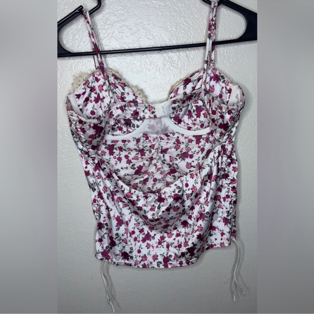 Floral Ruched Pink and White for love & lemons Top - Picture 2 of 5
